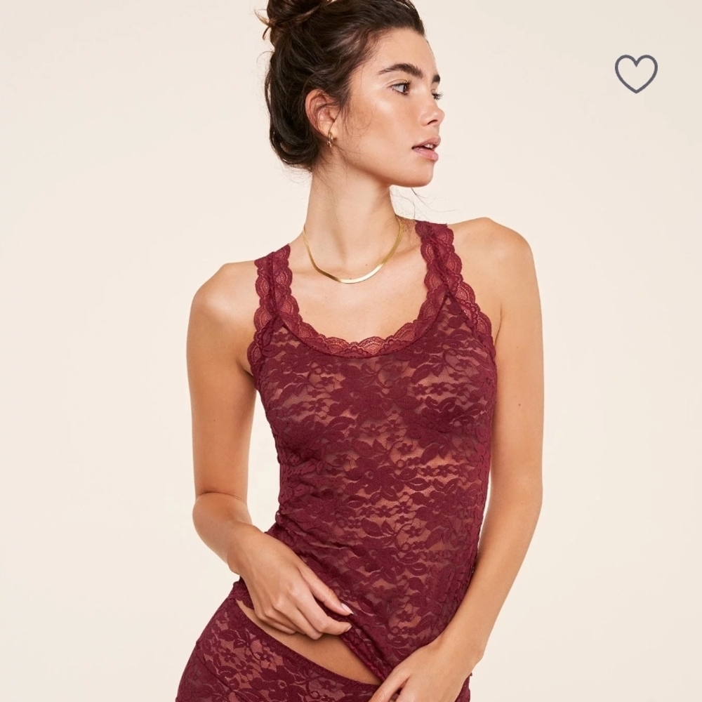Women's Lace Tank Top - Burgundy